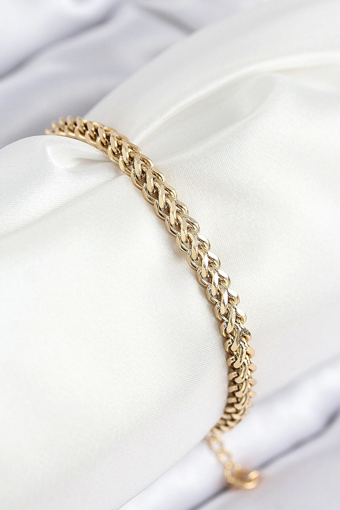 316L Çelik Örgü Zincir Model Gold Renk Kadın Bileklik