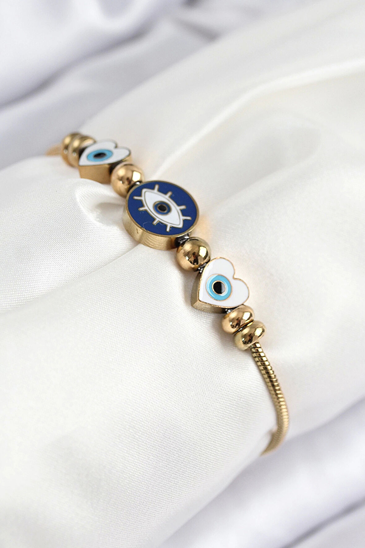 316L Çelik Göz Charm Model Gold Renk Kadın Bileklik