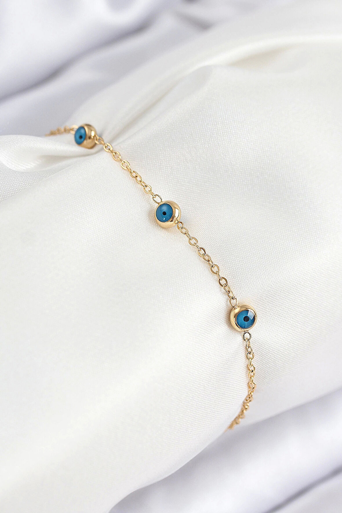 316L Çelik Nazar Boncuğu Model Gold Renk Kadın Bileklik