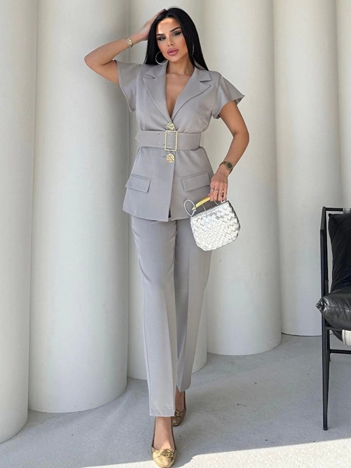 Vatkalı Yelek Pantolon İkili Takım