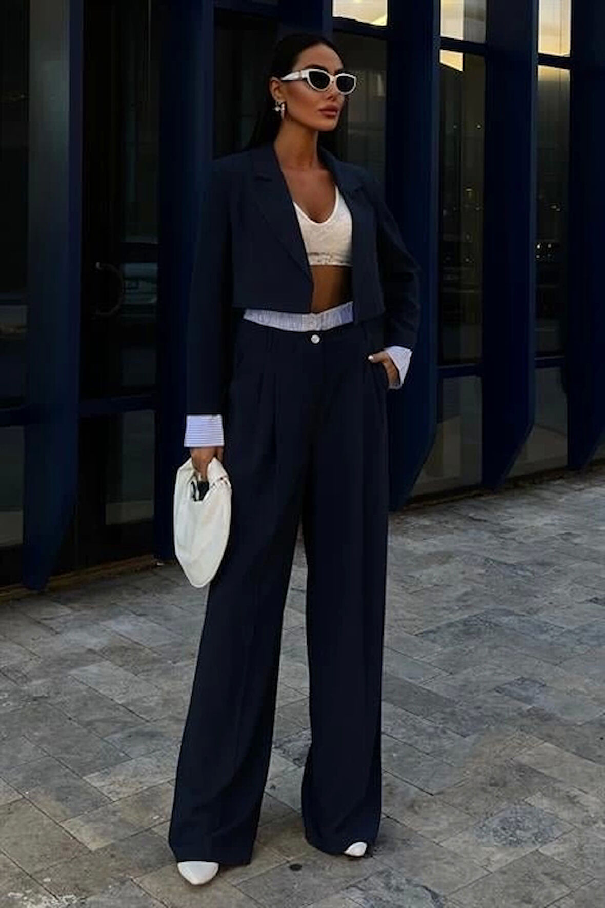 Garni Detaylı Crop Ceketli Takım 10075