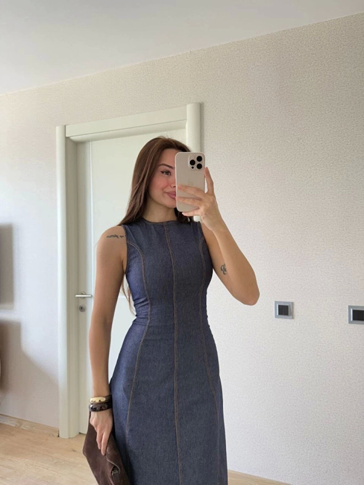 Jeans Kot Uzun Elbise - Lacivert