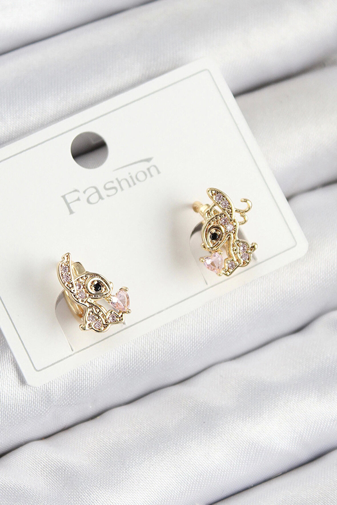 Pirinç Zirkon Taşlı Ceylan Model Gold Renk Çocuk Küpe
