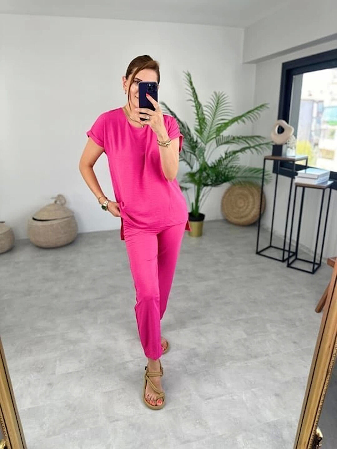 Kadın Bisiklet Yaka Paça Pensli Aerobin Kumaş İkili Takım