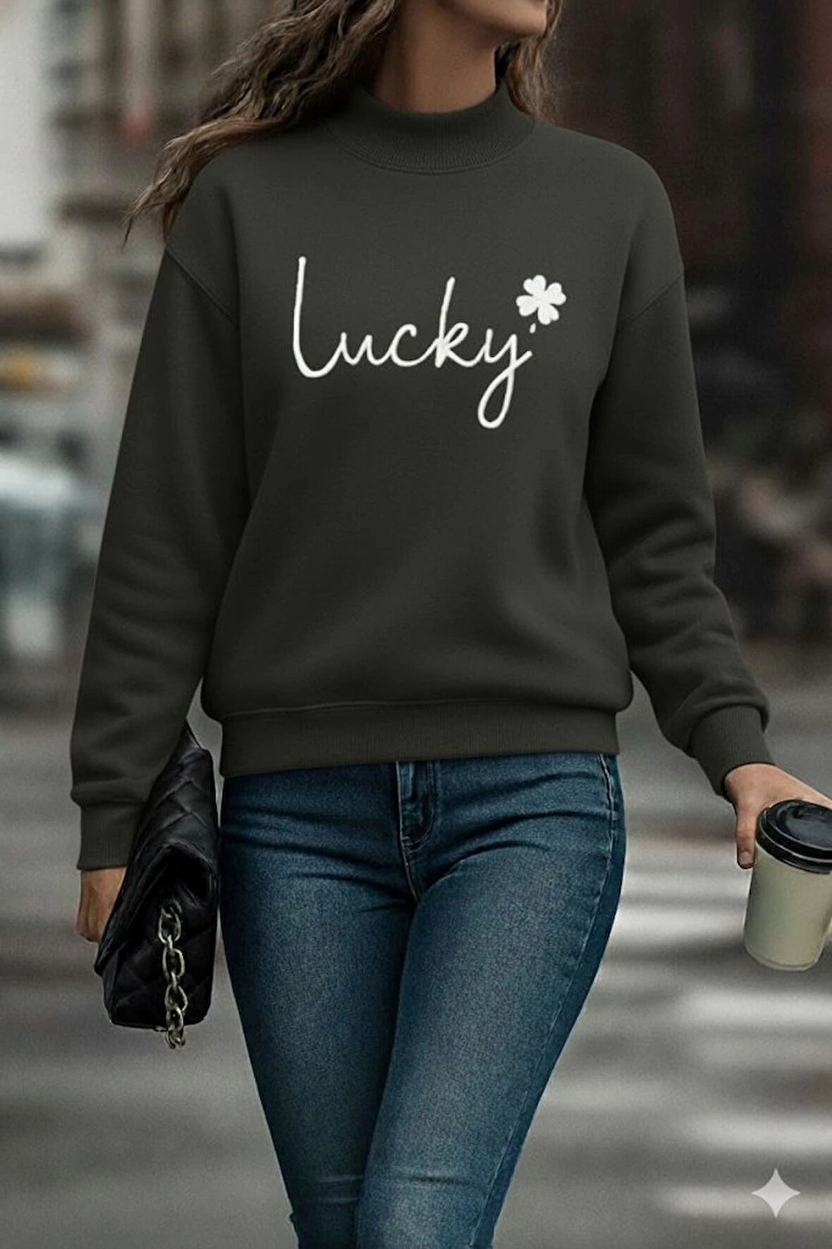 Kadın Uzun Kollu Bisiklet Yaka Viskon Iki Iplik Bluz