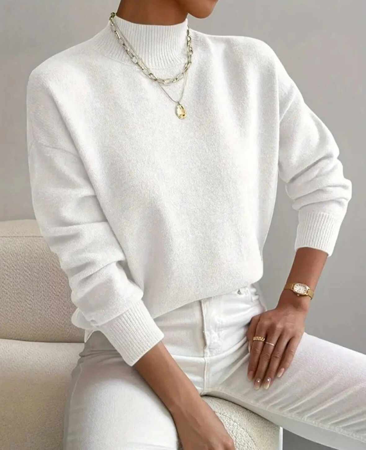 Kadın Uzun Kollu Balıkçı Yaka Triko Bluz