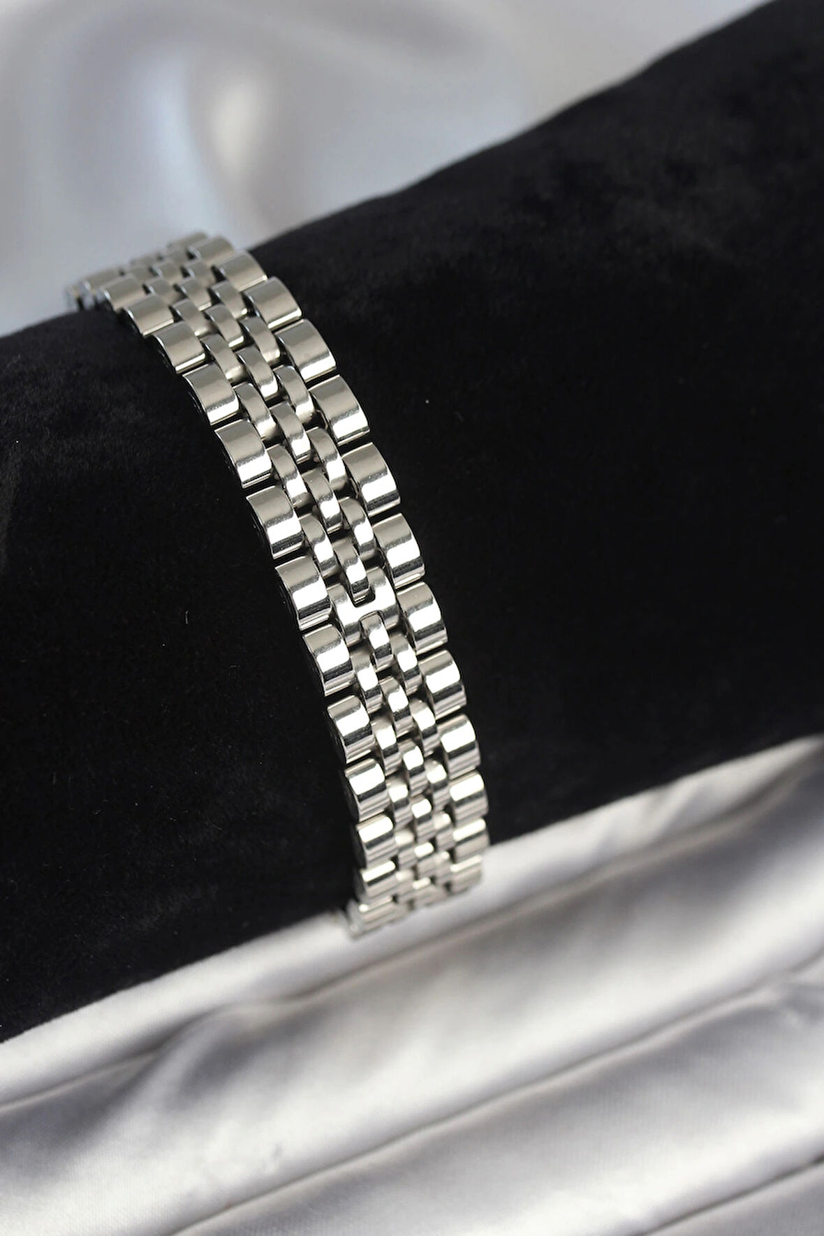 316L Çelik 12 mm Kalınlıkta Gümüş Renkli Erkek Bileklik