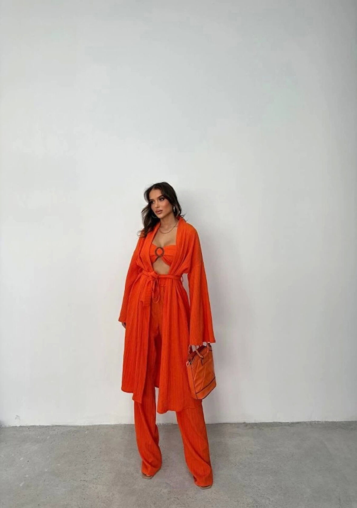 KRINKILL BÜSTİYER-PANTOLON-KİMONO TAKIM - Orange