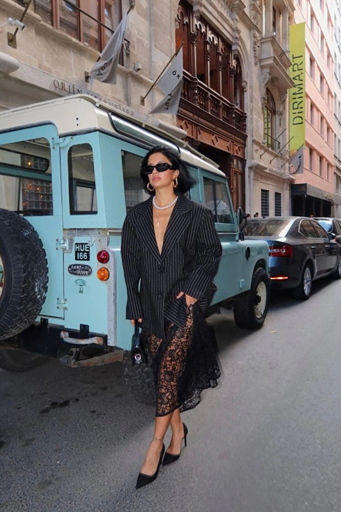 Siyah Çizgili Oversize Ceket