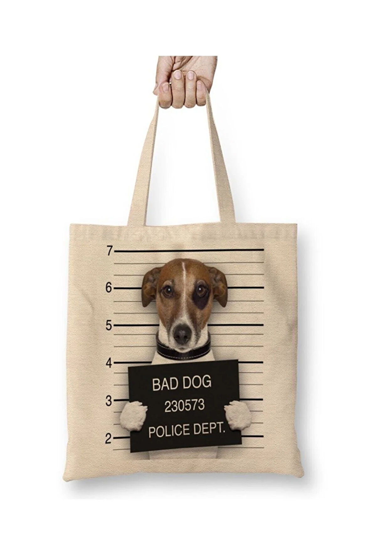 Bad Dog Pug Köpek Beyaz Bez Çanta Uzun Saplı Alışveriş Çantası Plaj Çantası