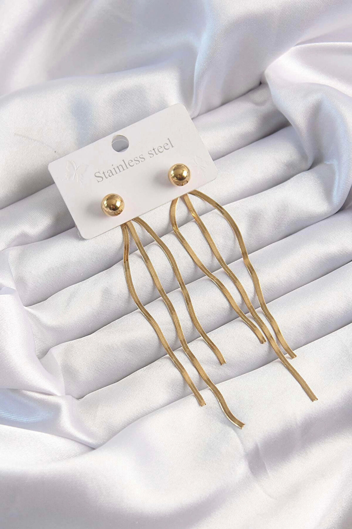 316L Çelik Gümüş Renk Zincir Kehribar Boncuk Model Kadın Kolye