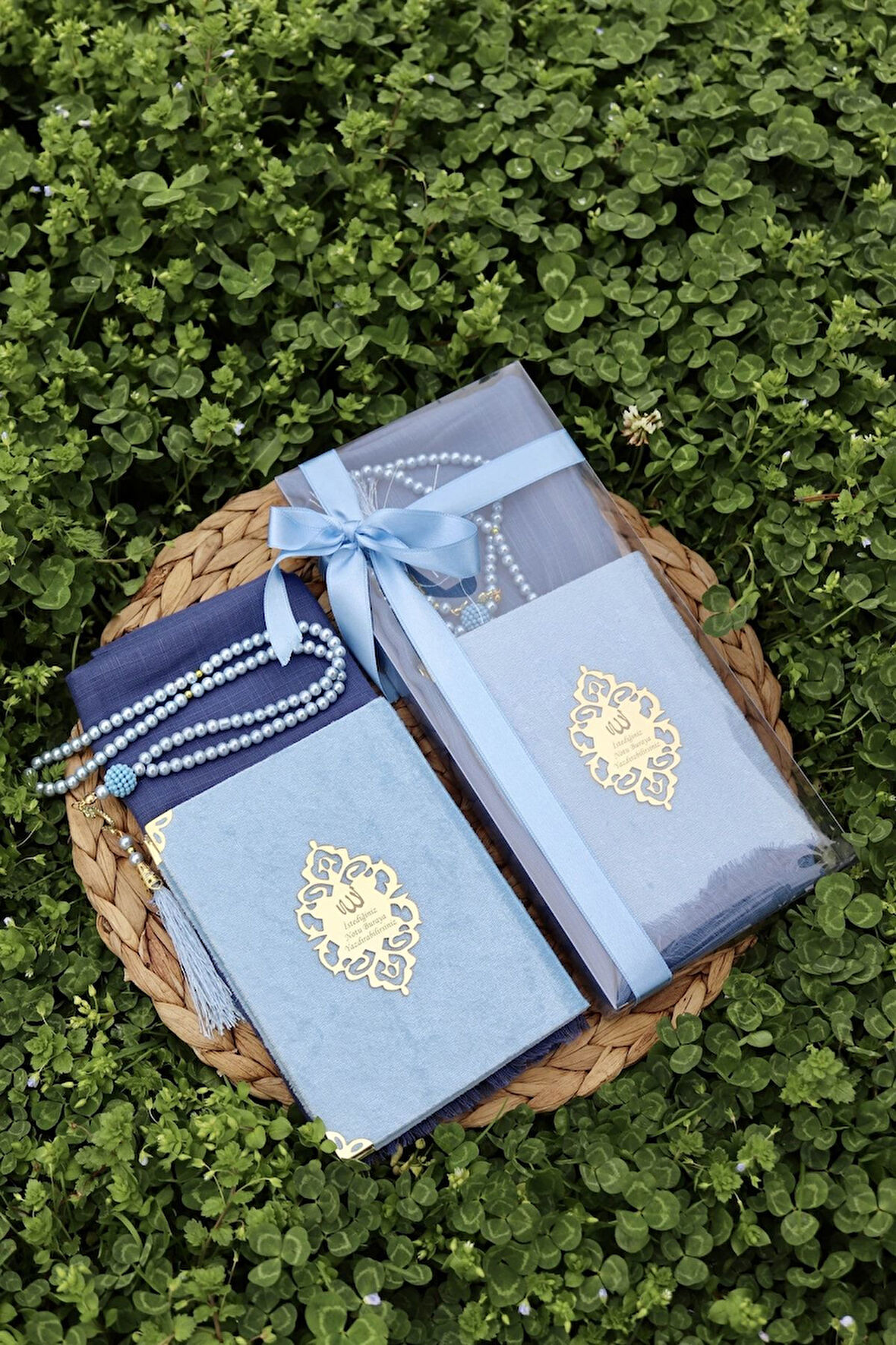 20 Adet Eşarplı Yasin Hediyelik Mevlid Seti Y201 Mavi