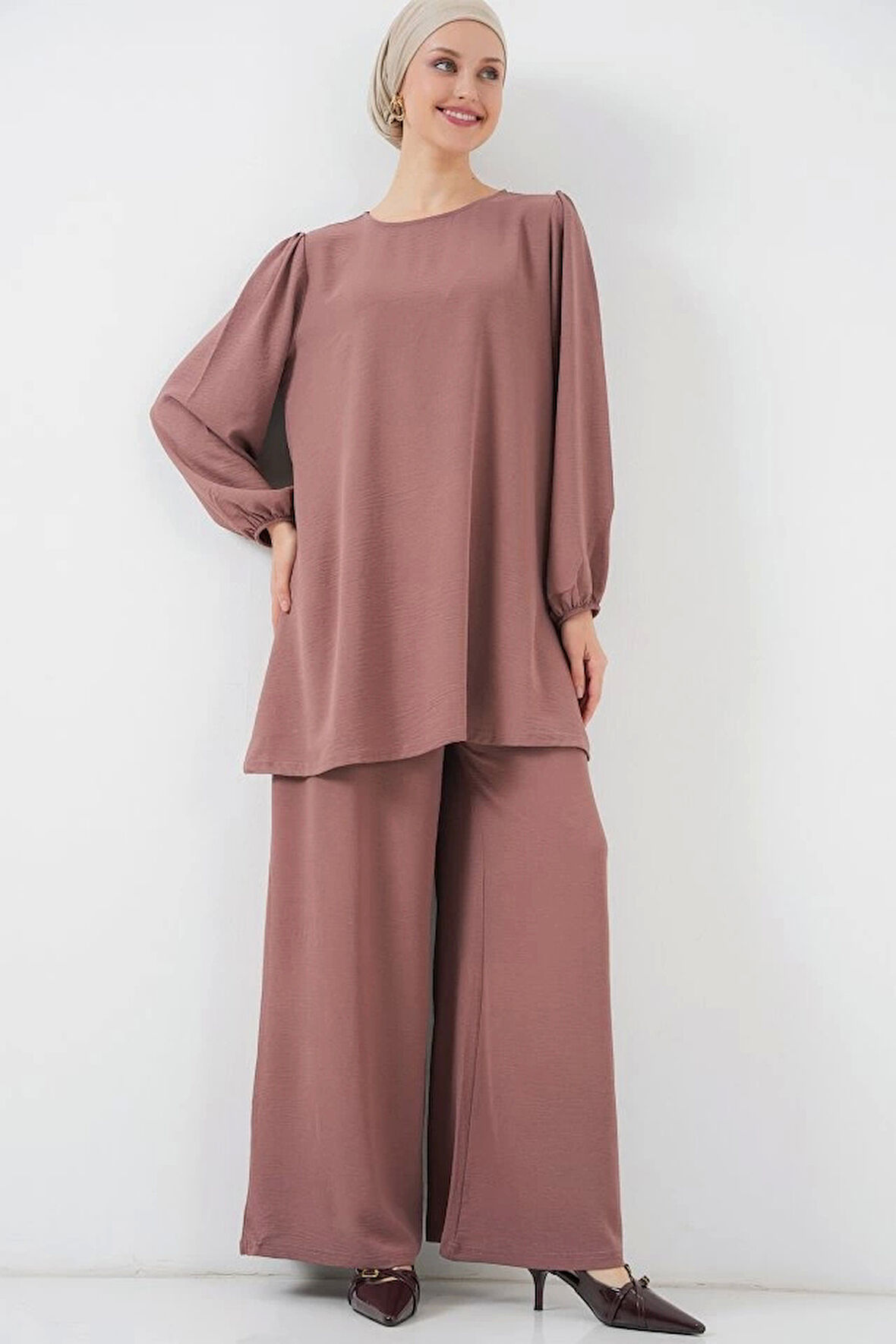 Ayrobin Tunik Pantolon Alt Üst Takım 6712 - Gül Kurusu