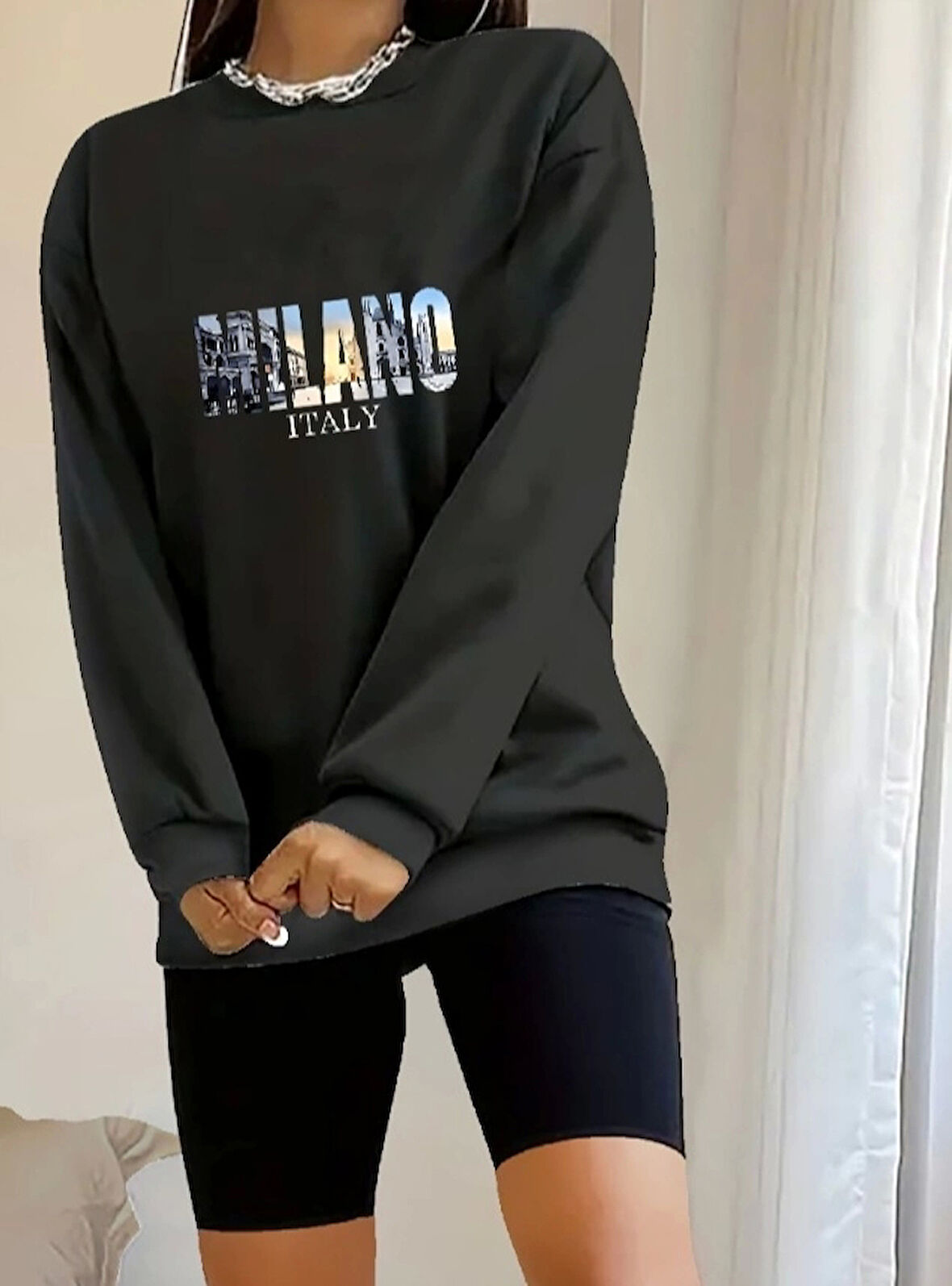 Kadın Uzun Kollu Bisiklet Yaka Desenli Viskon Iki Iplik Bluz