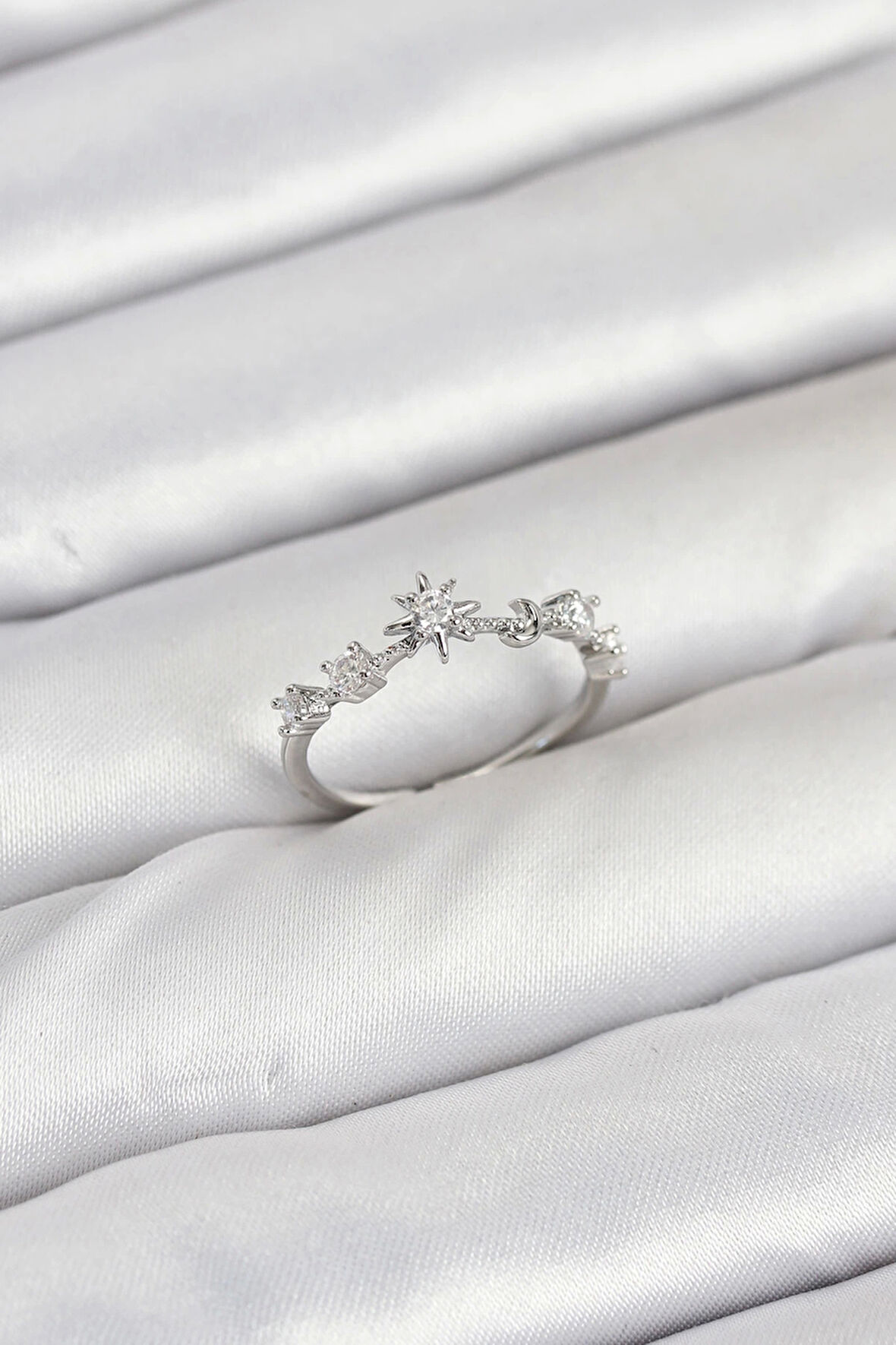 Pirinç Gümüş Renk Manifest Kadın Yüzük