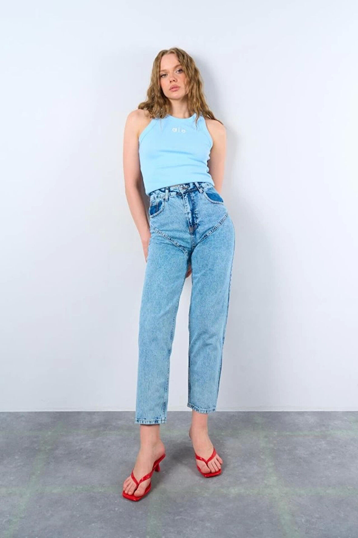 Kot Şeritli Pantolon - Mavi