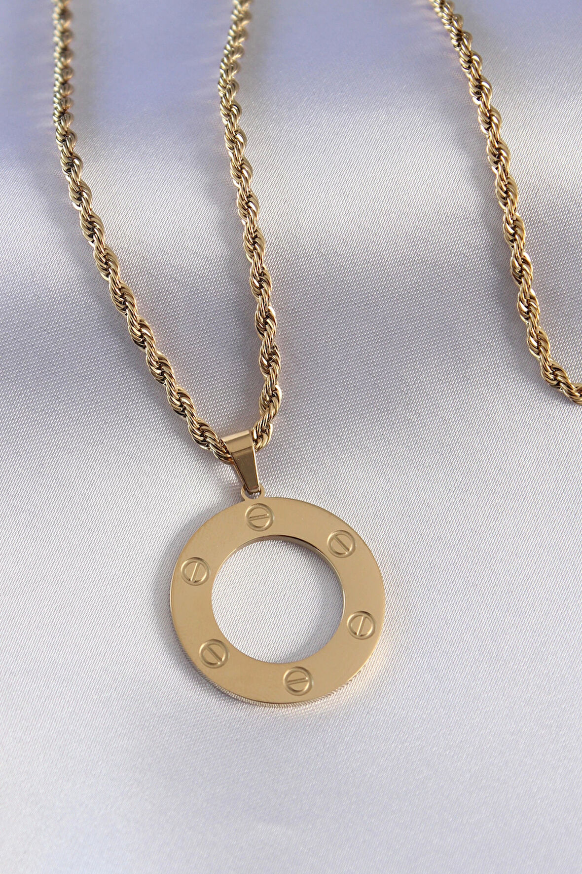 316L Çelik Gold Renk 60cm Burgu Zincir Kadın Kolye