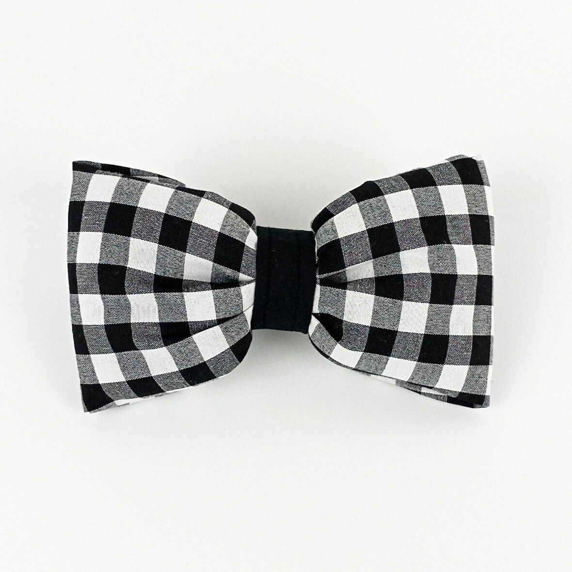 Woodycord  İçi Dolgulu Büyük Boy Siyahı Beyaz Pötikare Fiyonk Otomatik Toka - Bow toka