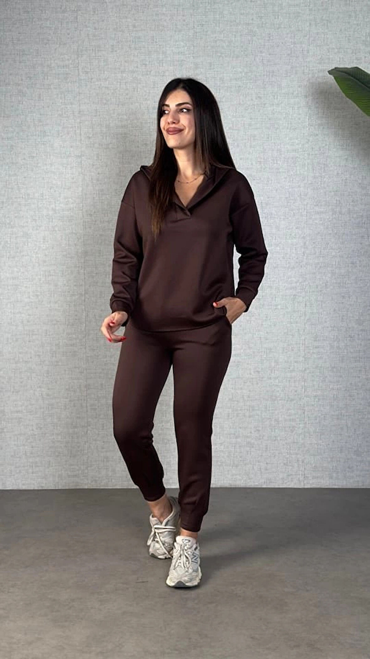 Kadın Uzun Kollu Kapüşonlu Ikili Takım