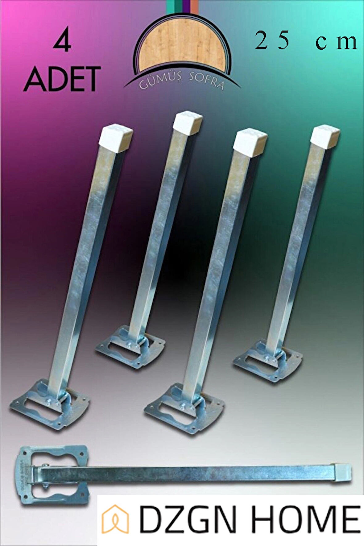 Metal 4'Lü Takım Sofra Ayağı - Metal Katlanır Yer Sofrası Ayağı 25 cm