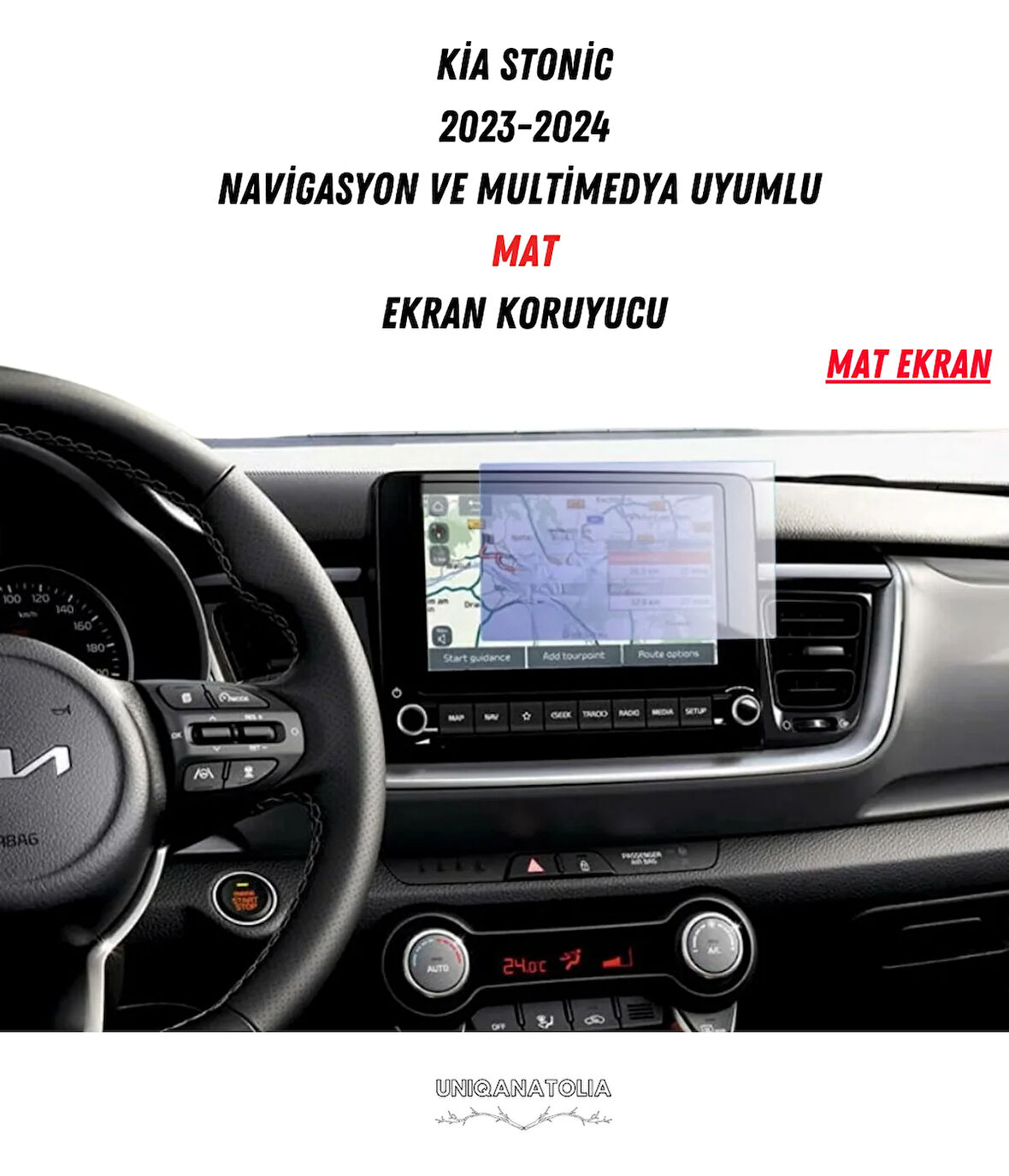 Kia Stonic 2023-2024 Navigasyon ve Multimedya Uyumlu Mat Ekran Koruyucu