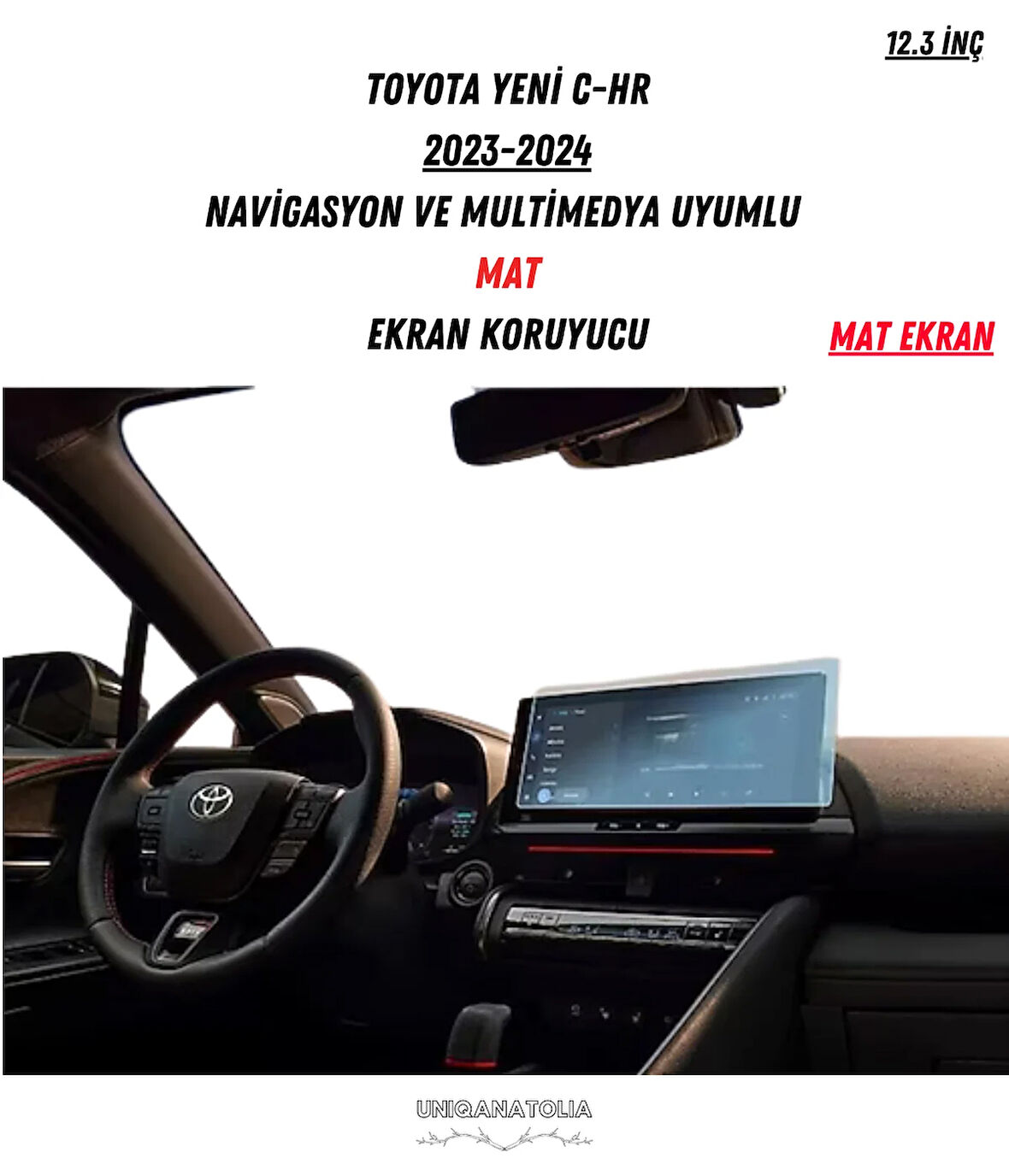Toyota Yeni C-HR 2023-2024 Navigasyon ve Multimedya Uyumlu Mat Ekran Koruyucu