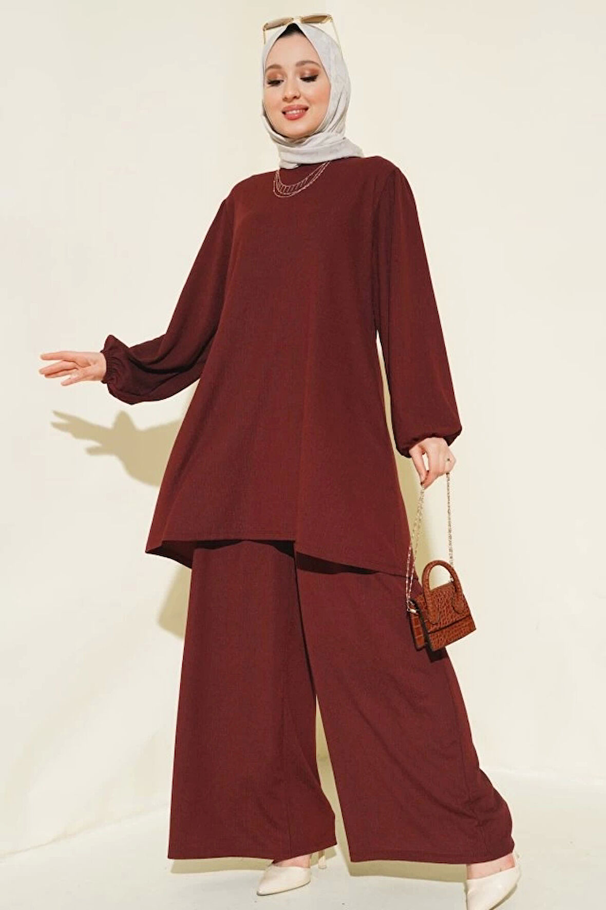 Tunik Pantolon Alt Üst Takım 6663 - Bordo