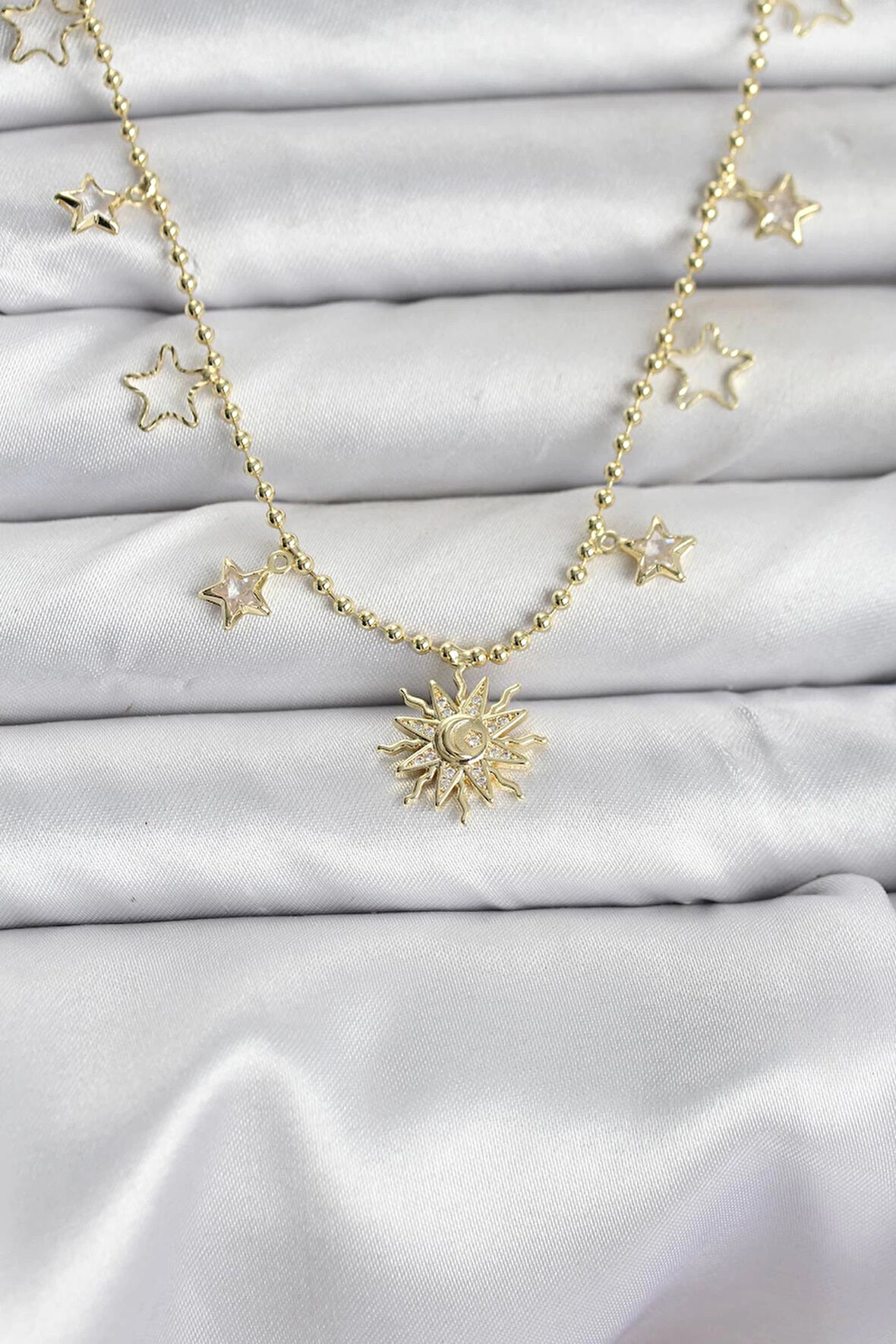 Pirinç Gold Renk Güneş Model Kadın Kolye