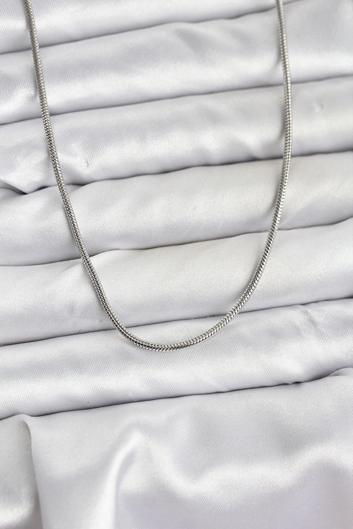 316L Çelik Zincir Gümüş Renk 60 cm Yılan Zincir Kadın Kolye