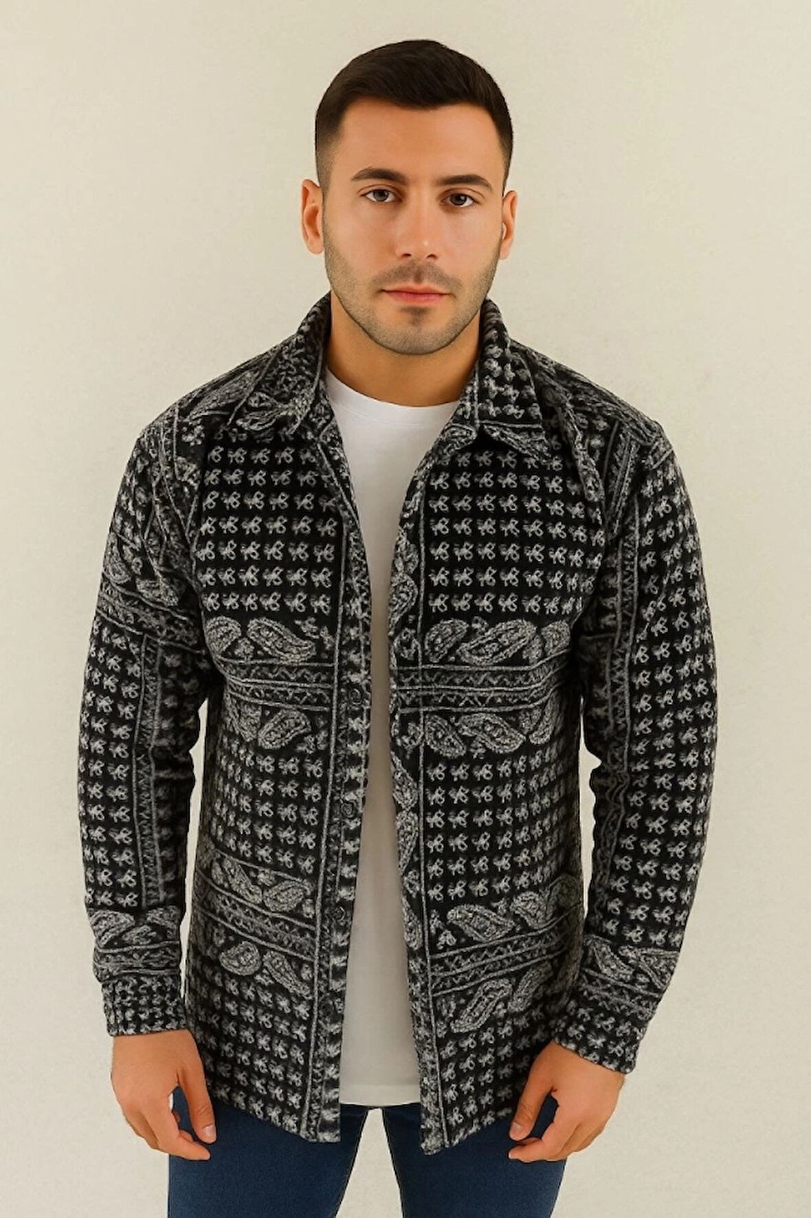 Erkek Polar Fermuarlı Sweatshirt – Kapüşonsuz, Cepli, Yumuşak Dokulu, Oversize Rahat Kalıp, Kışlık Sıcak Tutan Fermuarlı Üst - Siyah