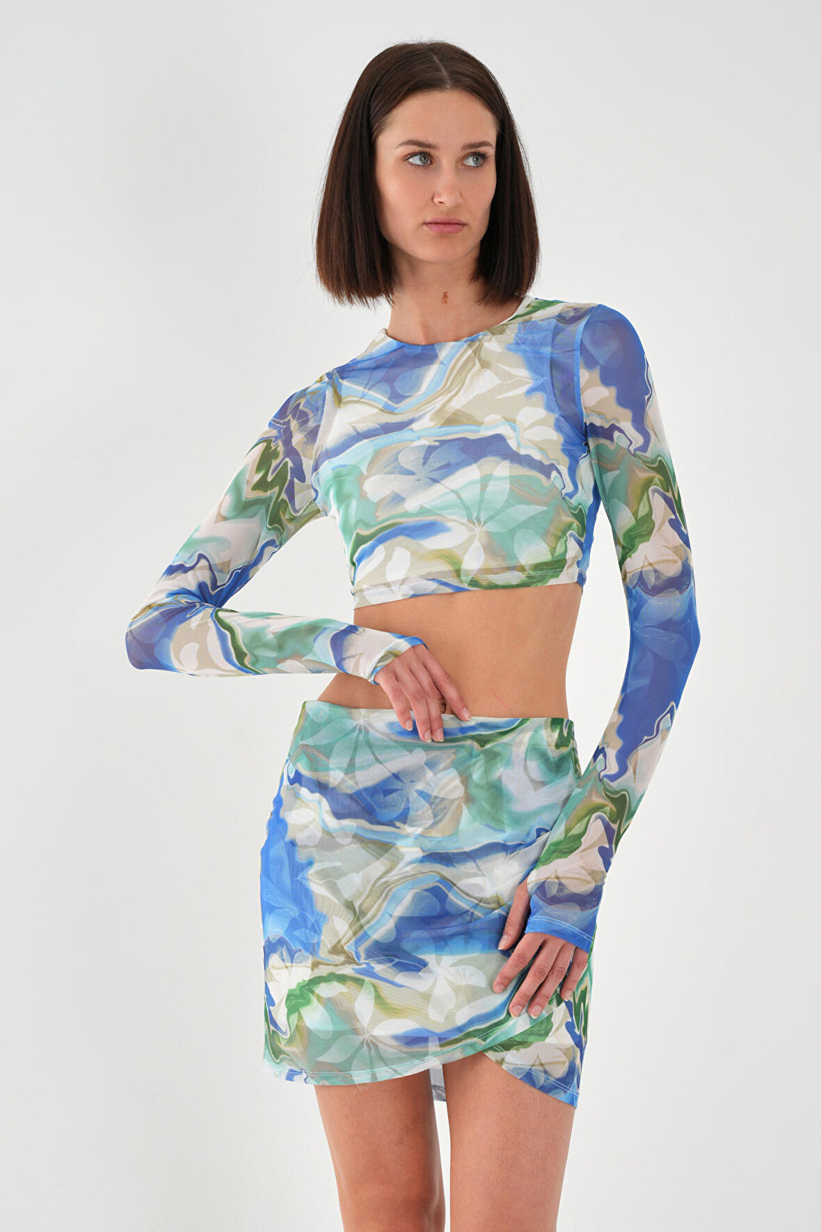 ALEXANDERGARDİ TÜL DETAYLI CROP TAKIM(A23-10147)