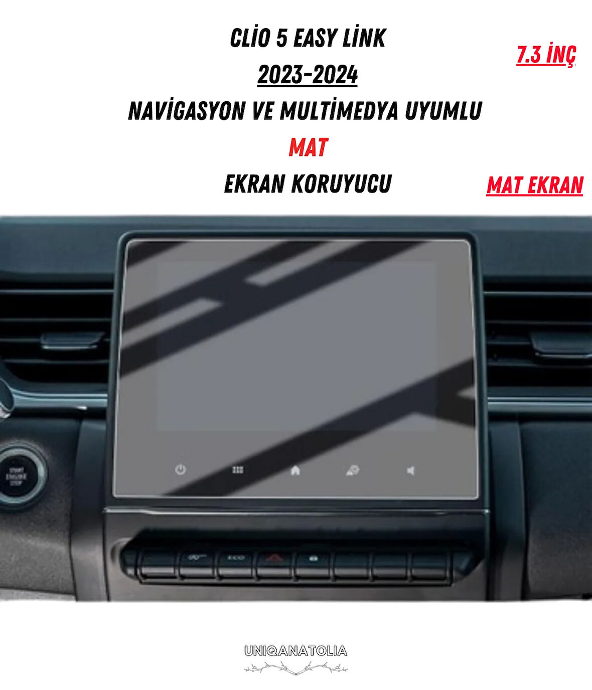 Clio 5 Easy Link 2023-2024 Navigasyon ve Multimedya Uyumlu Mat Ekran Koruyucu