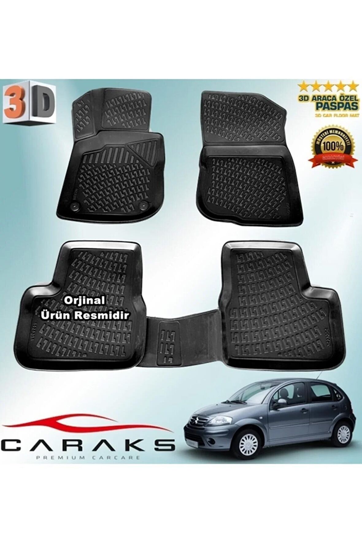 Citroen C3 3d Paspas Havuzlu Hb 2003 - 2009 Arası Siyah 4 Prç.
