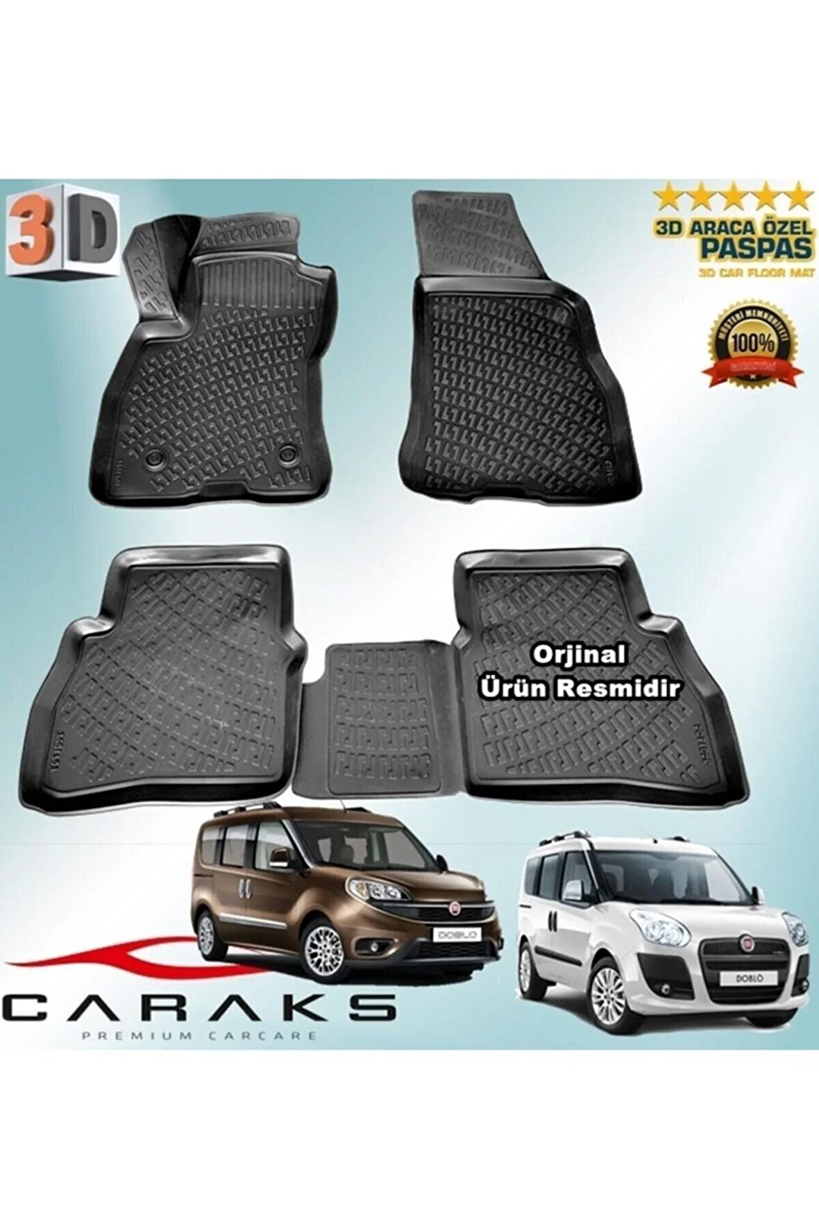 Fiat Doblo 2 3d Paspas Havuzlu 2010 - 2020 Arası Siyah 4 Prç.