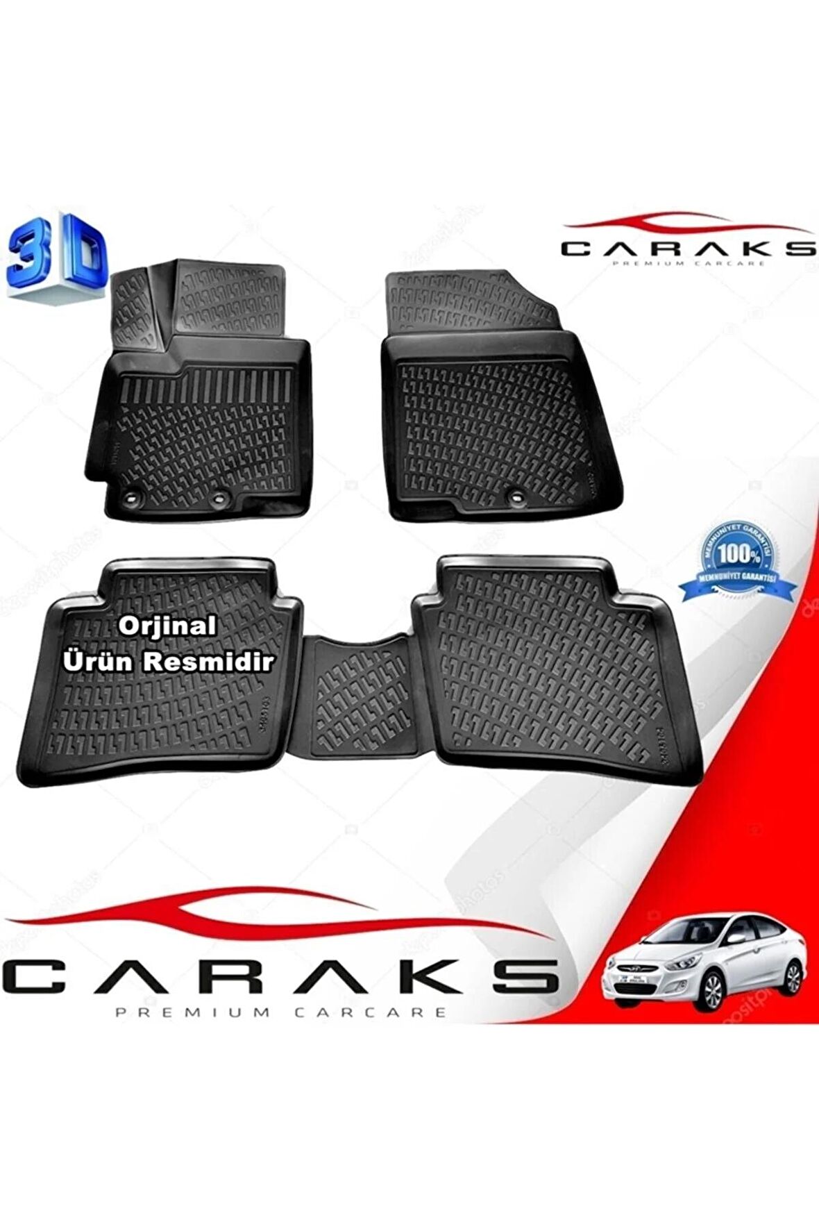 Hyundai Accent Blue 3d Paspas Havuzlu 2011 - 2020 Arası Siyah 4 Prç.