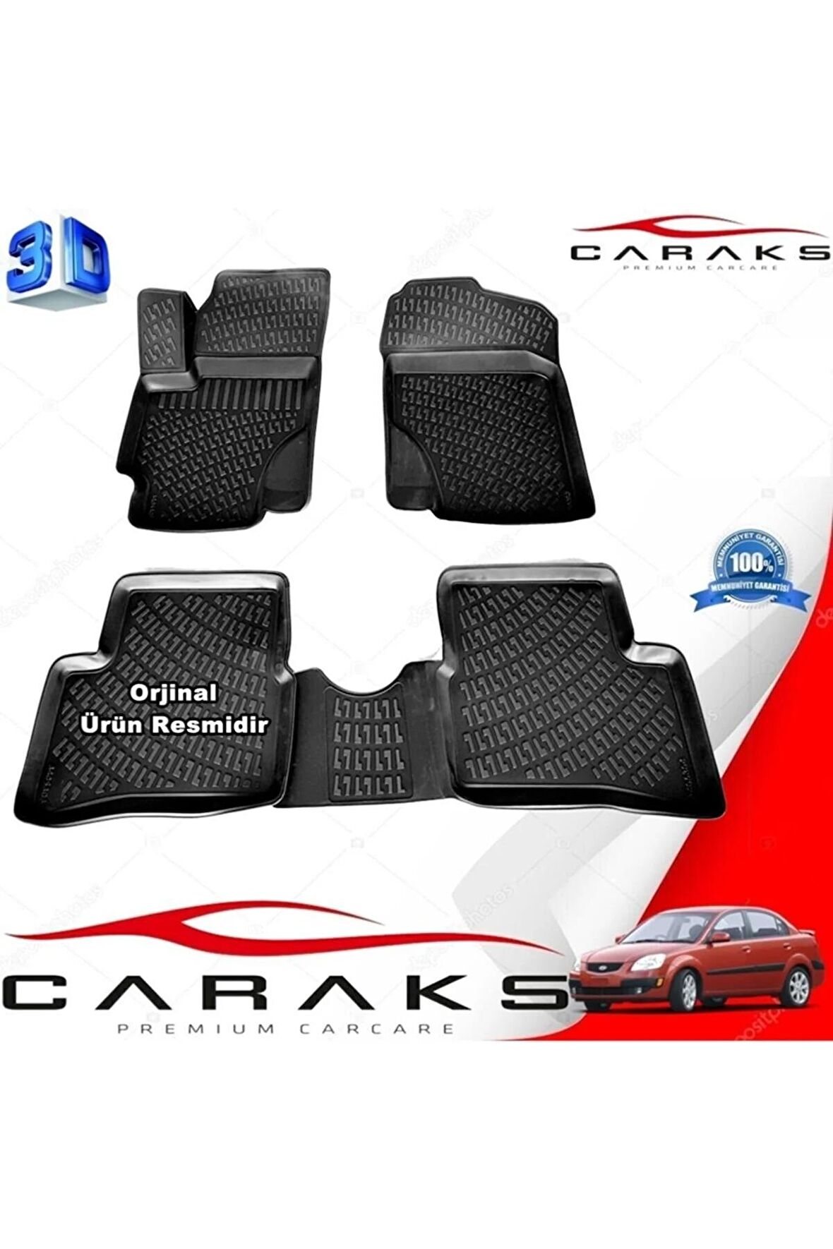 Kia Rio Sedan 3d Paspas Havuzlu 2005 - 2011 Arası Siyah 4 Prç.