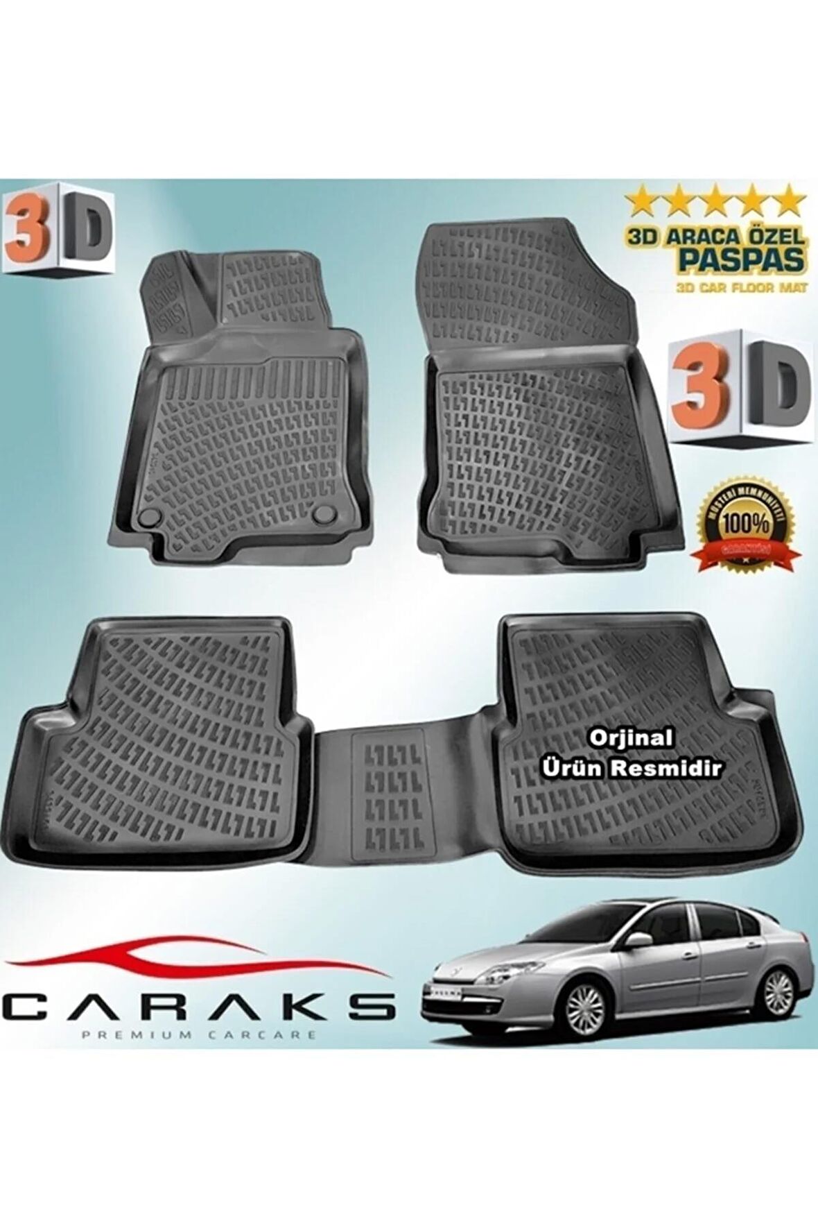 Renault Laguna 3 3d Paspas Havuzlu 2008 - 2015 Arası Siyah 4 Prç.