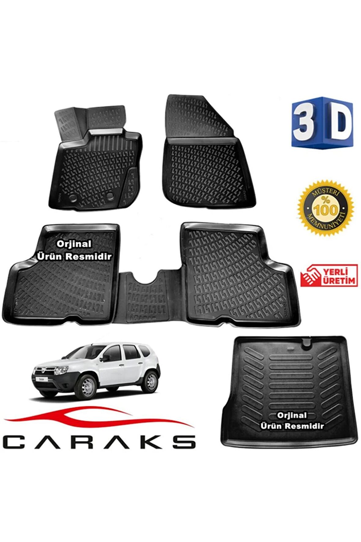 Dacia Duster 4x2 3d Paspas + 3d Bagaj Havuzu 2010 - 2017 Arası Siyah - Set