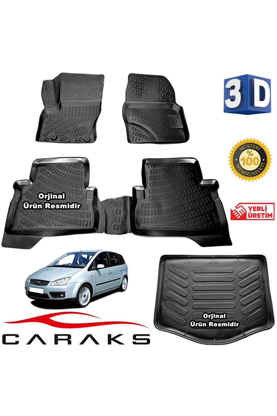 Ford C-max 3d Havuzlu Paspas + 3d Bagaj Havuzu 2002-2010 arası