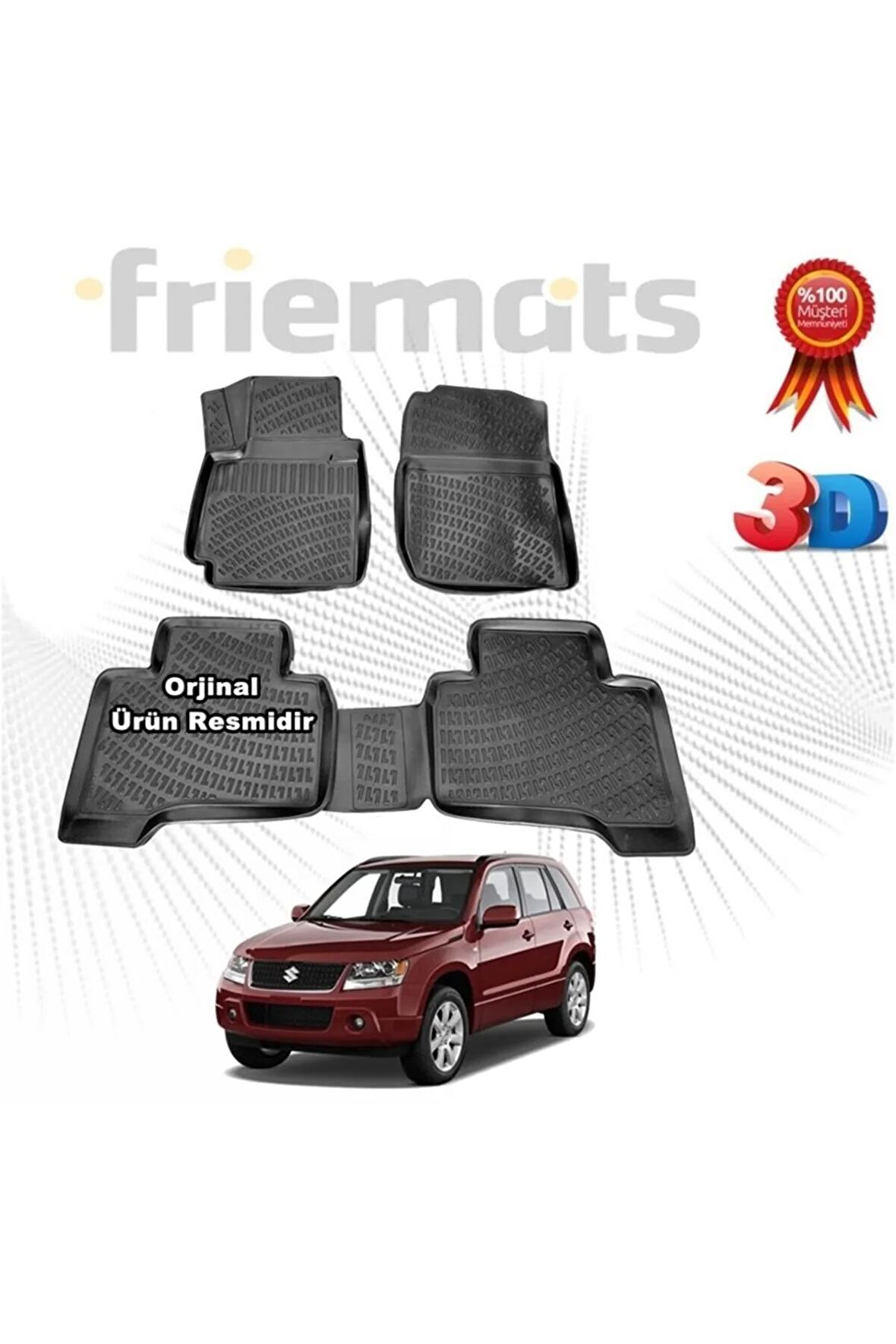 Suzuki Vitara 3d Havuzlu Paspas Siyah 2006 - 2012 Arası 4 Parça Set -