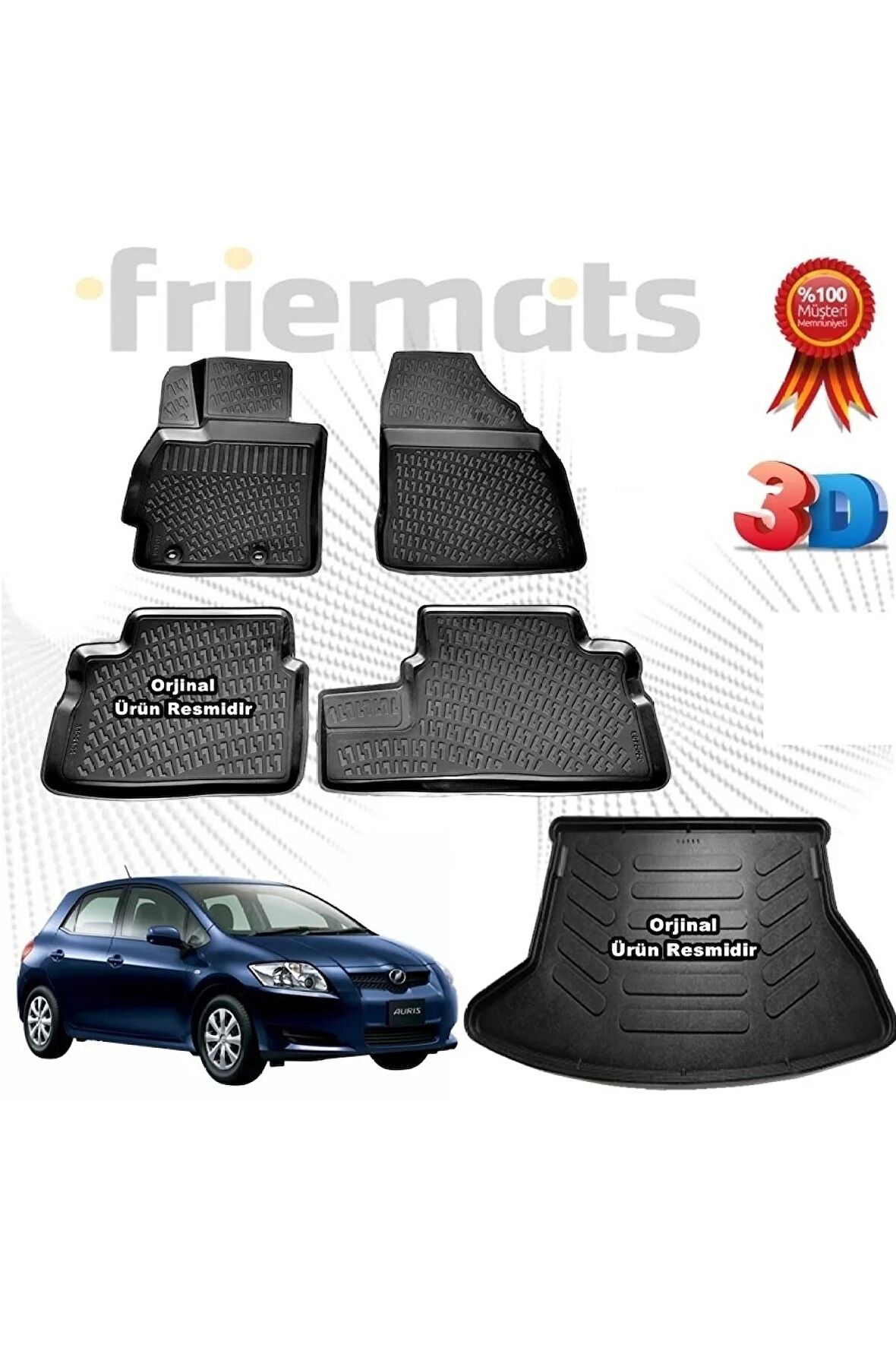 Toyota Auris 3d Havuzlu Paspas + 3d Bagaj Havuzu 2007-2012 Arası