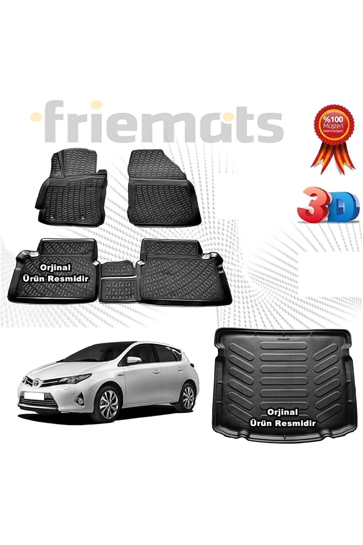 Toyota Auris 3d Havuzlu Paspas + 3d Bagaj Havuzu 2013-2020 Arası