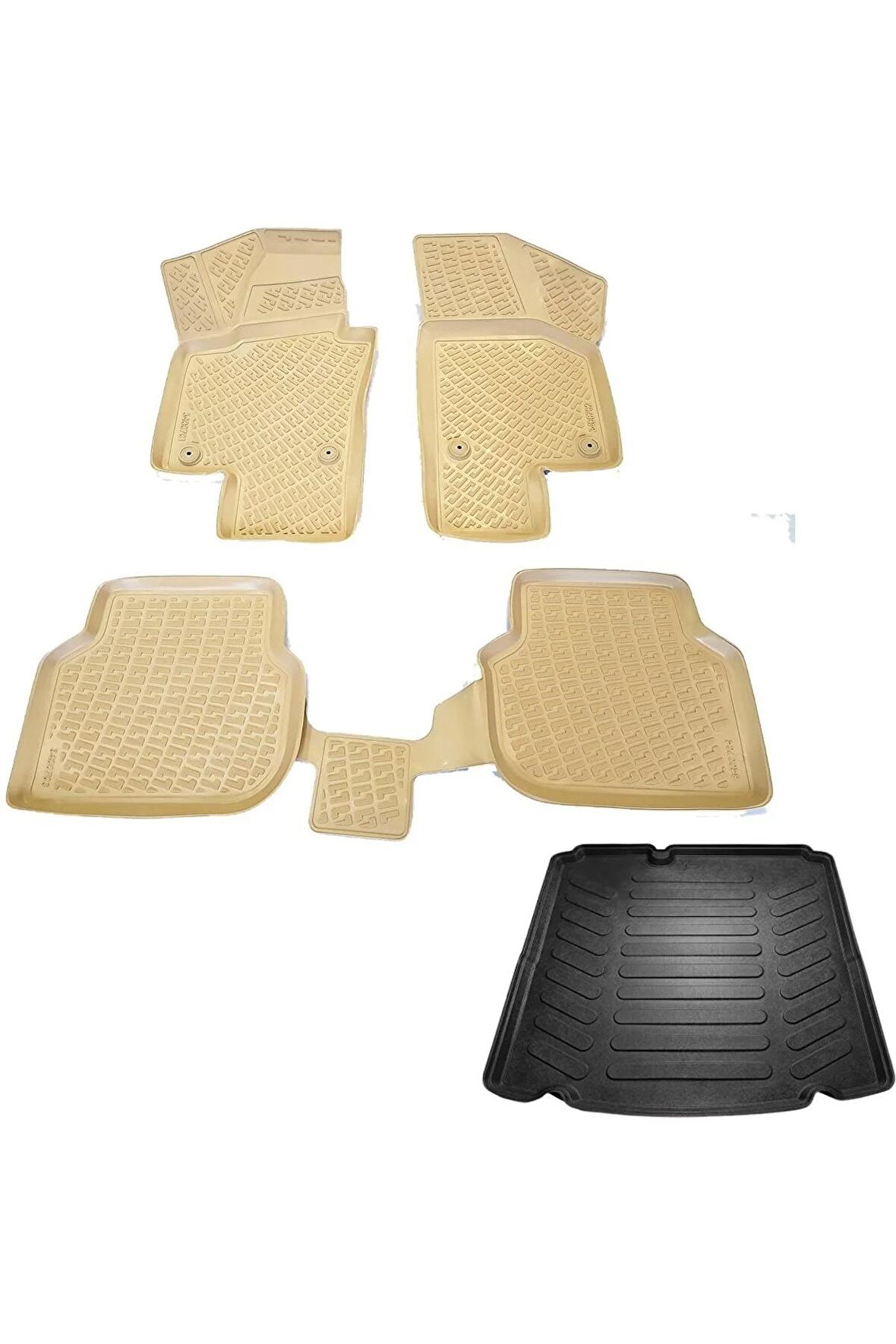 Vw Jetta (bej Renk) 3d Havuzlu Paspas + 3d Bagaj Havuzu (cepsiz) 2015-2019 Arası