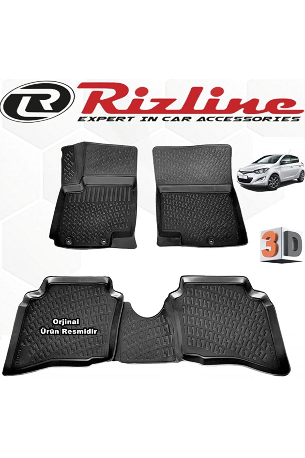 Hyundai I20 3d Paspas Havuzlu 2008 - 2014 Arası Siyah 4 Parça Set