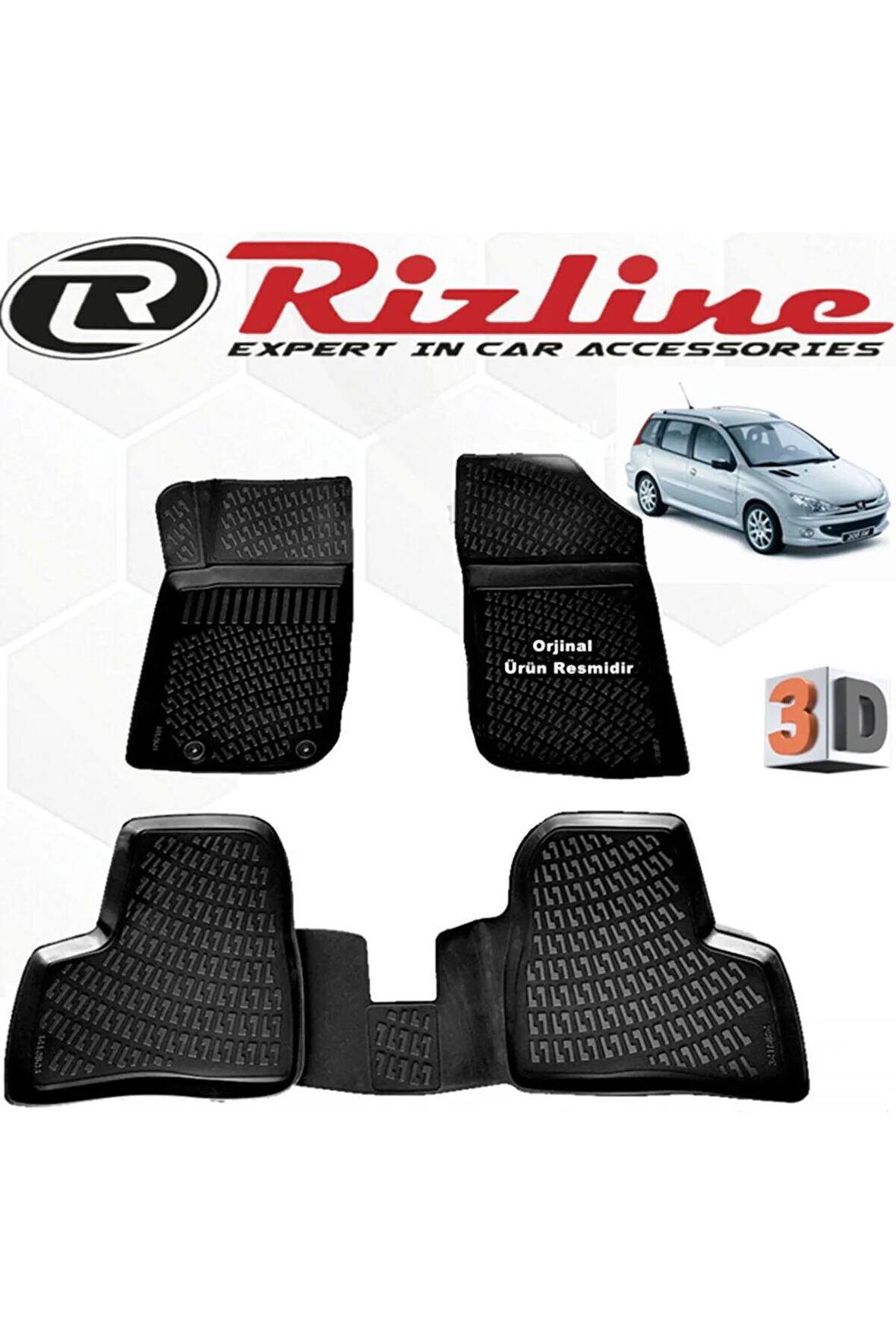 Peugeot 206 3d Paspas Havuzlu Sedan 1998 - 2012 Arası Siyah 4 Parça Set