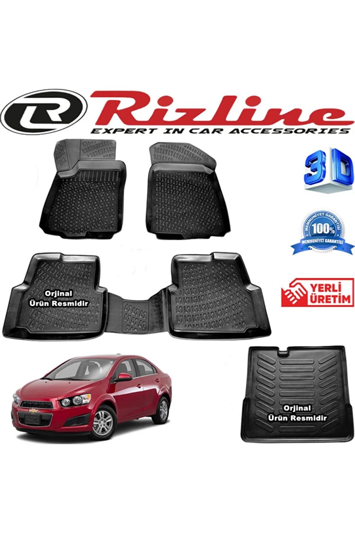 Chevrolet Aveo 3d Paspas + 3d Bagaj Havuzu Sedan 2011 Sonrası Siyah Set