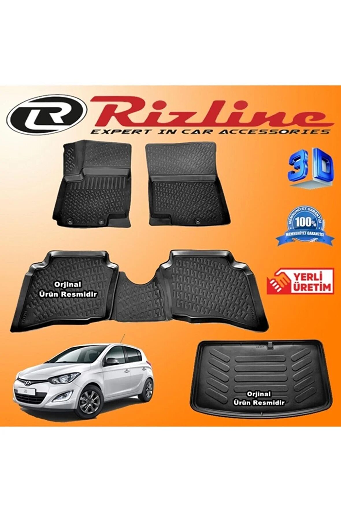 Hyundai I20 3d Paspas + 3d Bagaj Havuzu Hb 2008-2014 Arası Siyah Set