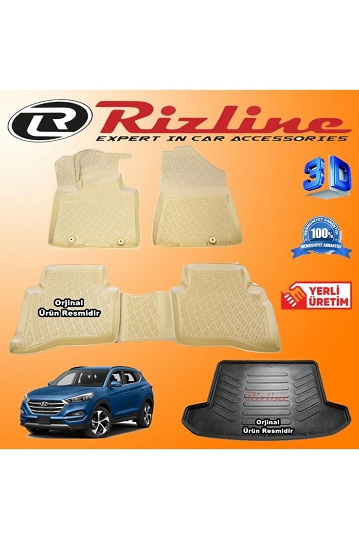 Hyundai Tucson 3d Havuzlu Bej Paspas + Siyah 3d Bagaj Havuzu 2015-2020 Arası Set
