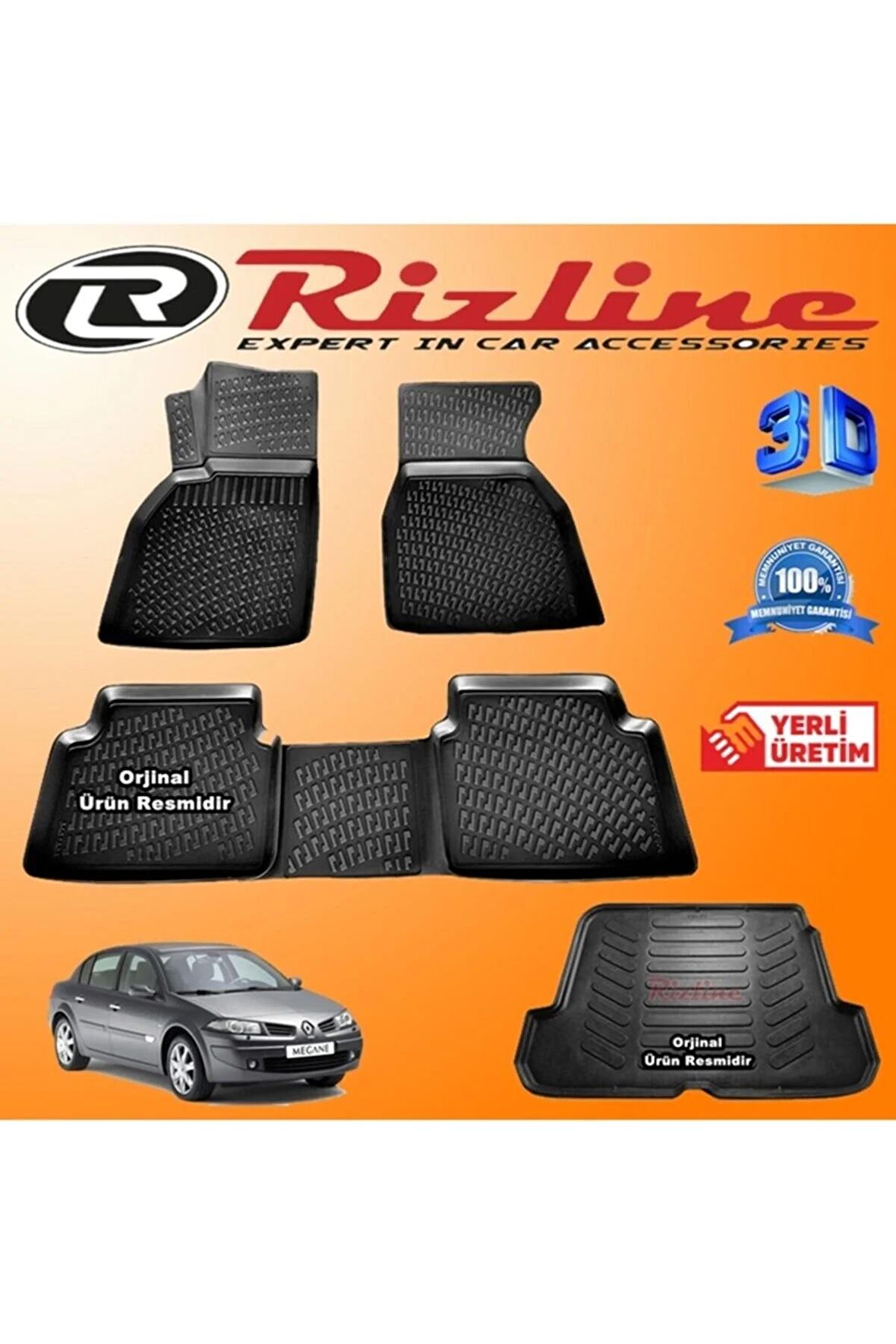 Megane 2 3d Paspas + 3d Bagaj Havuzu Sedan 2004-2010 Arası Siyah Set