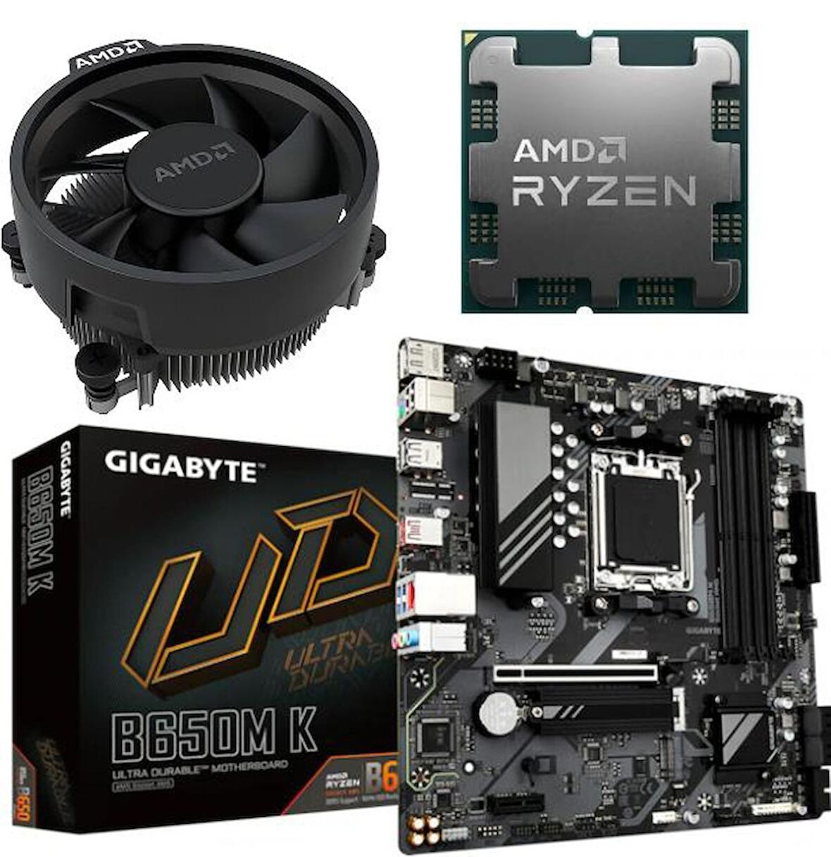 Gigabyte B650M-K AM5 Anakart - AMD Ryzen 5 7500F İşlemci - AMD Fan Set